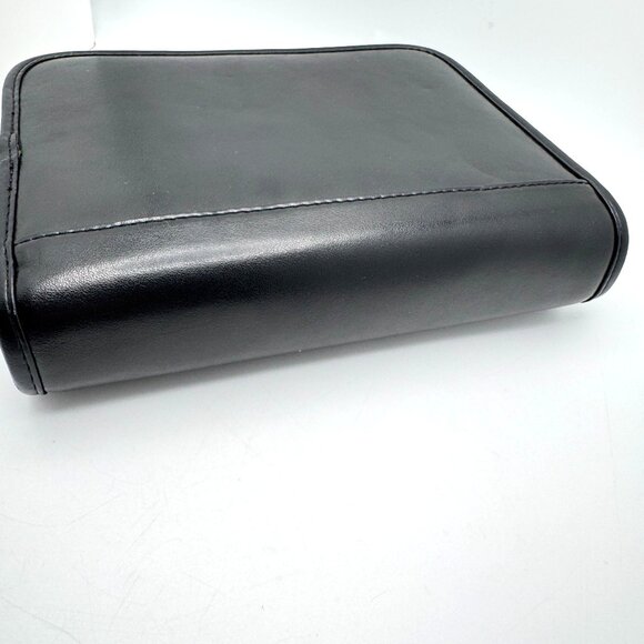 Franklin Covey Black Vegan Leather Zippered Binder Compact Sz Organizer 6 Rings - Picture 11 of 13